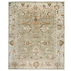 12x15 Sage, Green, Beige Color Hand Knotted Oushak Wool Arts & Crafts Oriental Rug