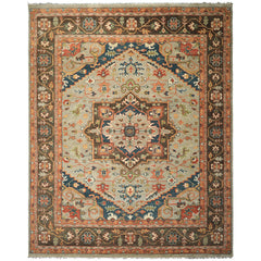 12x15 Mint
, Brown
, Teal
 Color Hand Knotted Oushak Wool Southwestern Oriental Rug