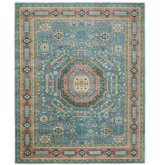12x15 Blue, Rose, Green Color Hand Knotted Oushak Wool Traditional Oriental Rug
