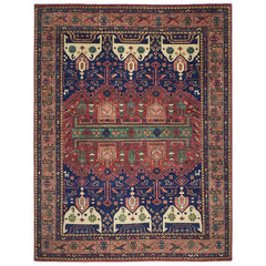 12x15 Navy, Rust, Rose Color Hand Knotted Oushak Wool Tribal Oriental Rug