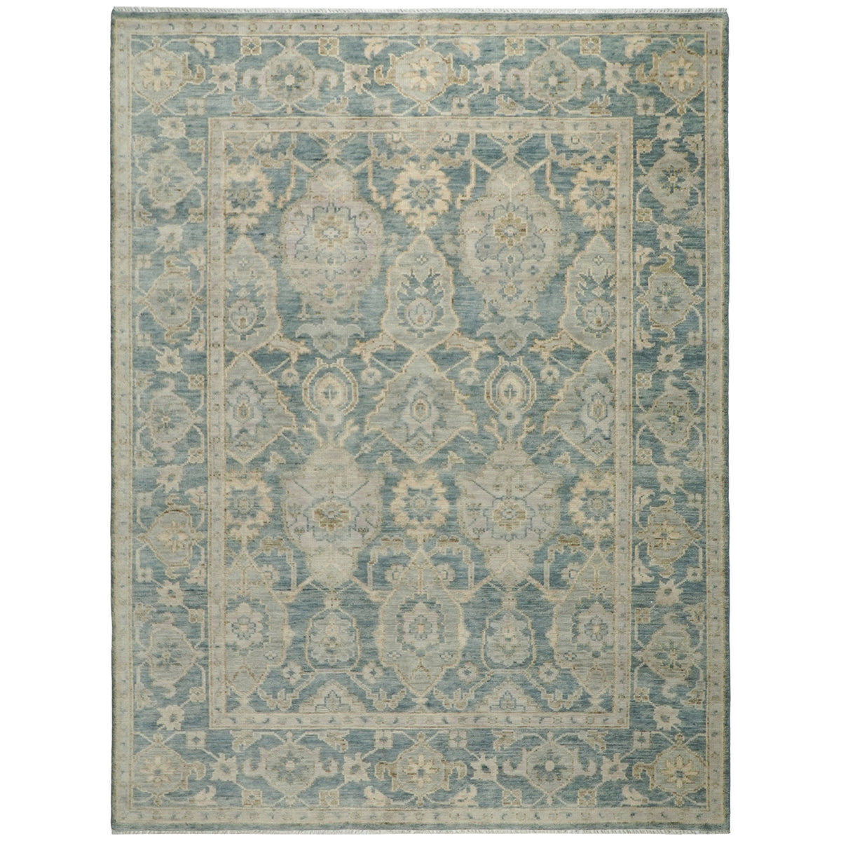 Blue 9x12'1'' Hand Knotted Oushak Transitional Wool Oriental Area Rug