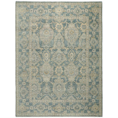 Blue 9x12'1'' Hand Knotted Oushak Transitional Wool Oriental Area Rug