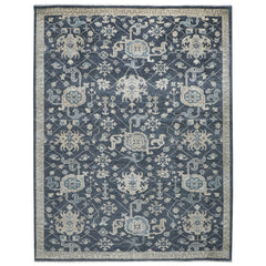 9x12 Blue, Slate, Beige Color Hand Knotted Oushak Wool Arts and Crafts Oriental Rug