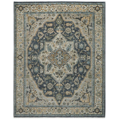 9x12 Blue, Gray, Slate Color Hand Knotted Oushak Wool  Oriental Rug