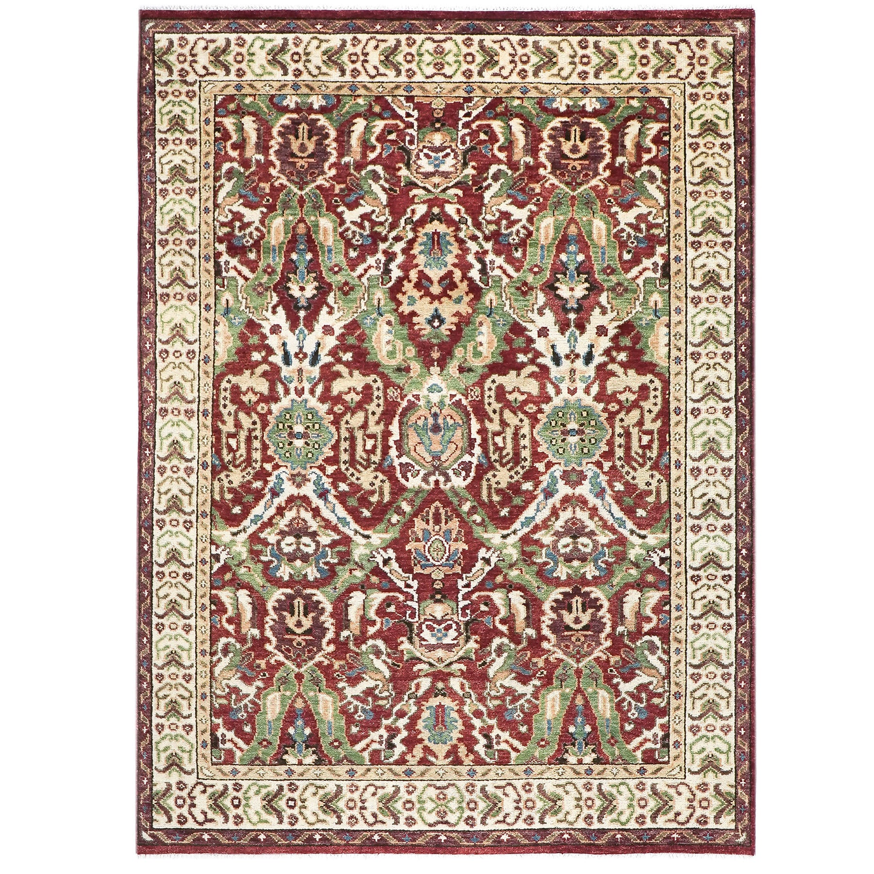 9x12 Rust, Lime, Ivory Color Hand Knotted Oushak Wool Arts and Crafts Oriental Rug