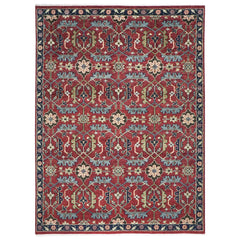 9x12 Rust, Sage, Blue Color Hand Knotted Oushak Wool Transitional Oriental Rug
