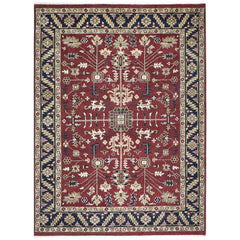 9x12 Rust, Navy, Beige Color Hand Knotted Oushak Wool Traditional Oriental Rug