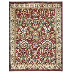 9x12 Rust, Lime, Ivory Color Hand Knotted Oushak Wool Arts and Crafts Oriental Rug