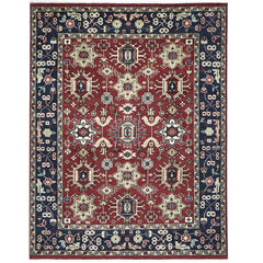 9x12 Rust, Navy, Beige Color Hand Knotted Oushak Wool Transitional Oriental Rug