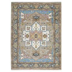 9x12 Beige, Tan, Ivory Color Hand Knotted Oushak Wool  Oriental Rug