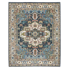 9x12 Blue, Ivory, Taupe Color Hand Knotted Oushak Wool  Oriental Rug