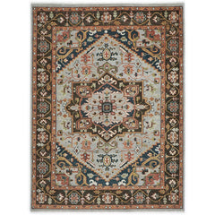 9x12 Slate, Brown, Green Color Hand Knotted Oushak Wool  Oriental Rug