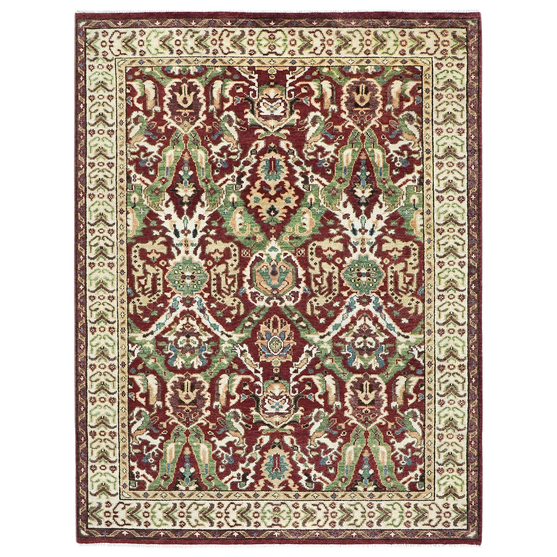 9x12 Rust, Lime, Ivory Color Hand Knotted Oushak Wool Transitional Oriental Rug