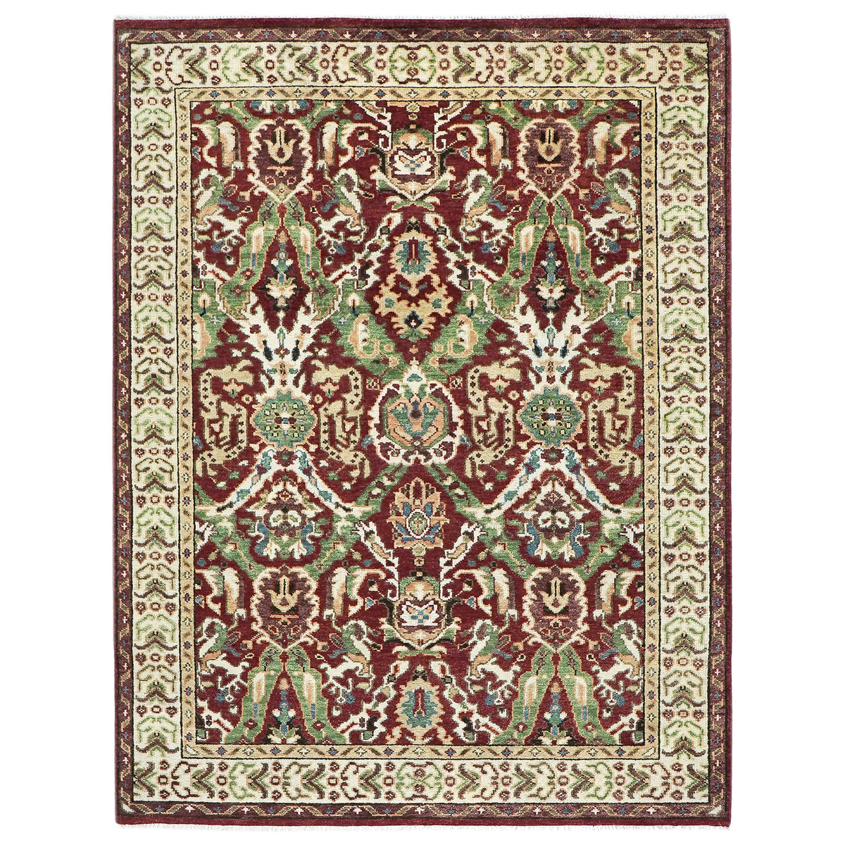 9x12 Rust, Lime, Ivory Color Hand Knotted Oushak Wool Transitional Oriental Rug