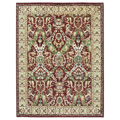 9x12 Rust, Lime, Ivory Color Hand Knotted Oushak Wool Transitional Oriental Rug