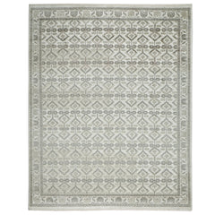 9x12 Gray, Beige, Multi Color Hand Knotted Oushak Wool Transitional Oriental Rug