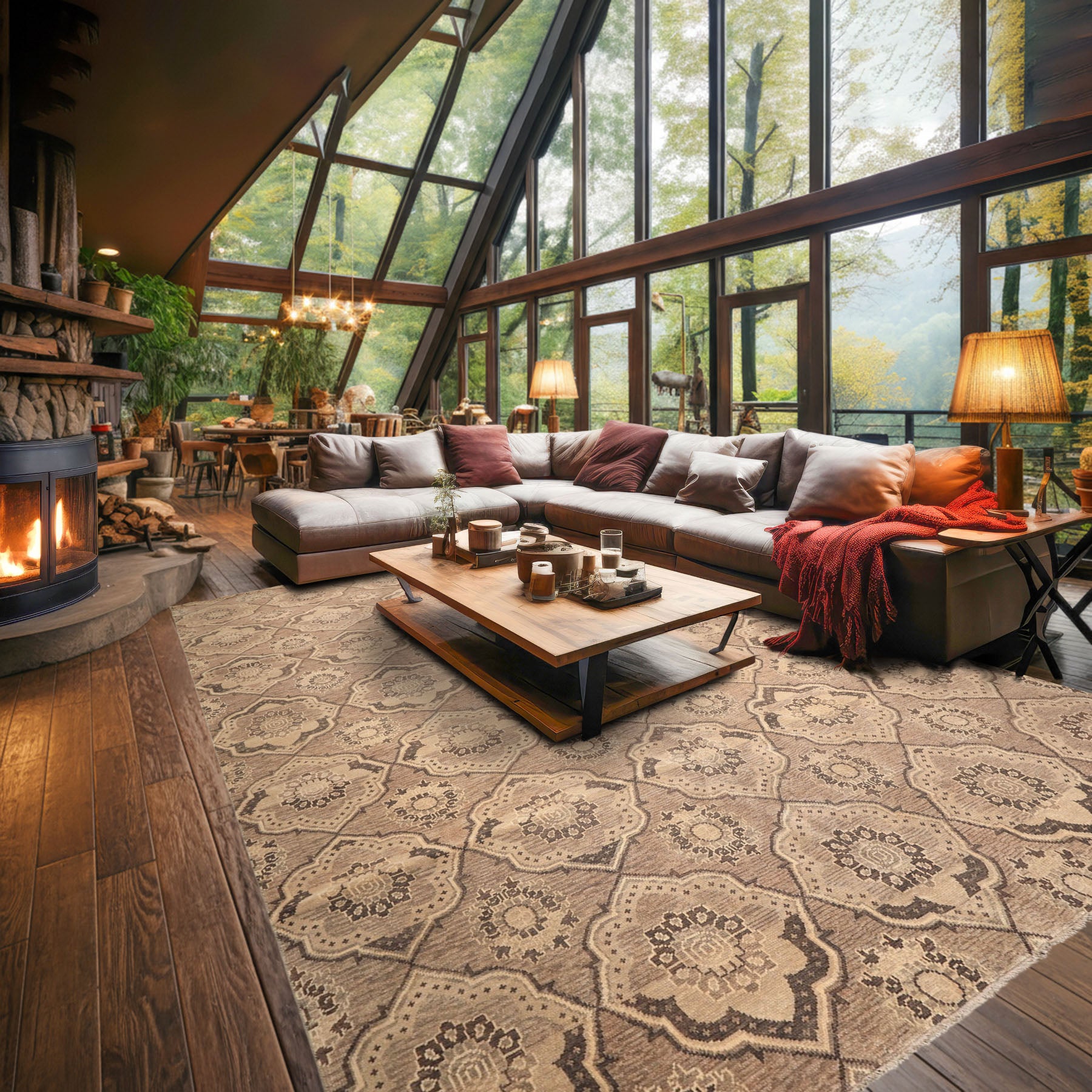 9x13 Taupe, Beige, Brown Color Hand Knotted Oushak Wool Transitional Oriental Rug