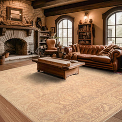 9x12 Tan, Ivory, Color Hand Knotted Peshawar Wool Transitional Oriental Rug