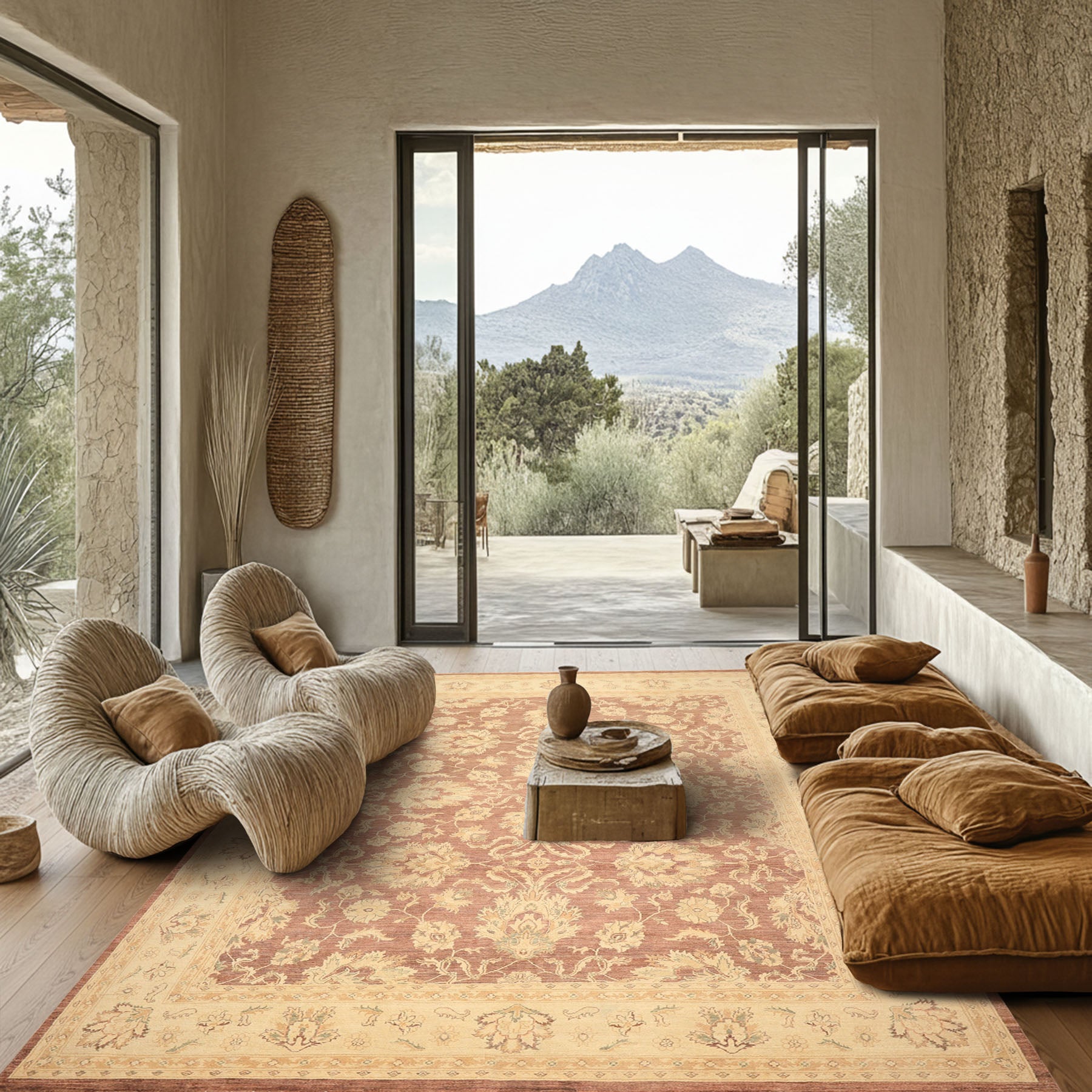 9x12 Taupe, Ivory, Tan Color Hand Knotted Chobi Peshawar Wool Transitional Oriental Rug