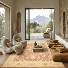 9x12 Taupe, Ivory, Tan Color Hand Knotted Chobi Peshawar Wool Transitional Oriental Rug