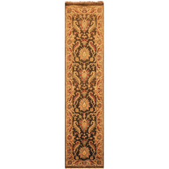 Multi Size Brown Gold Aqua Color Hand Knotted Agra Wool Traditional Oriental Rug