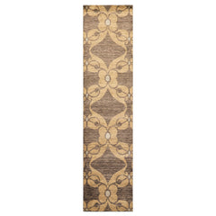2'6x10 Gray, Beige, Slate Color Hand Knotted Tibetan Wool Transitional Oriental Rug