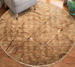 8' Round Camel, Celadon, Color Hand Knotted Tibetan New Zealand Wool Transitional Oriental Rug