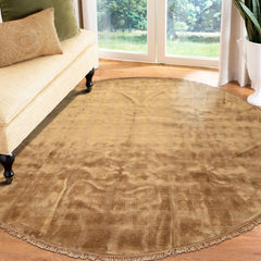 Round Tan, Gold, Color Hand Knotted Tibetan New Zealand Wool Transitional Oriental Rug