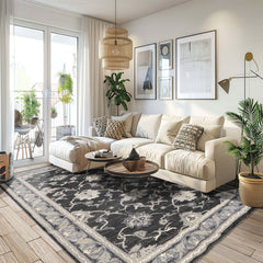 6x9 Charcoal, Gray, Graphite Color Hand Knotted Oushak Wool Traditional Oriental Rug