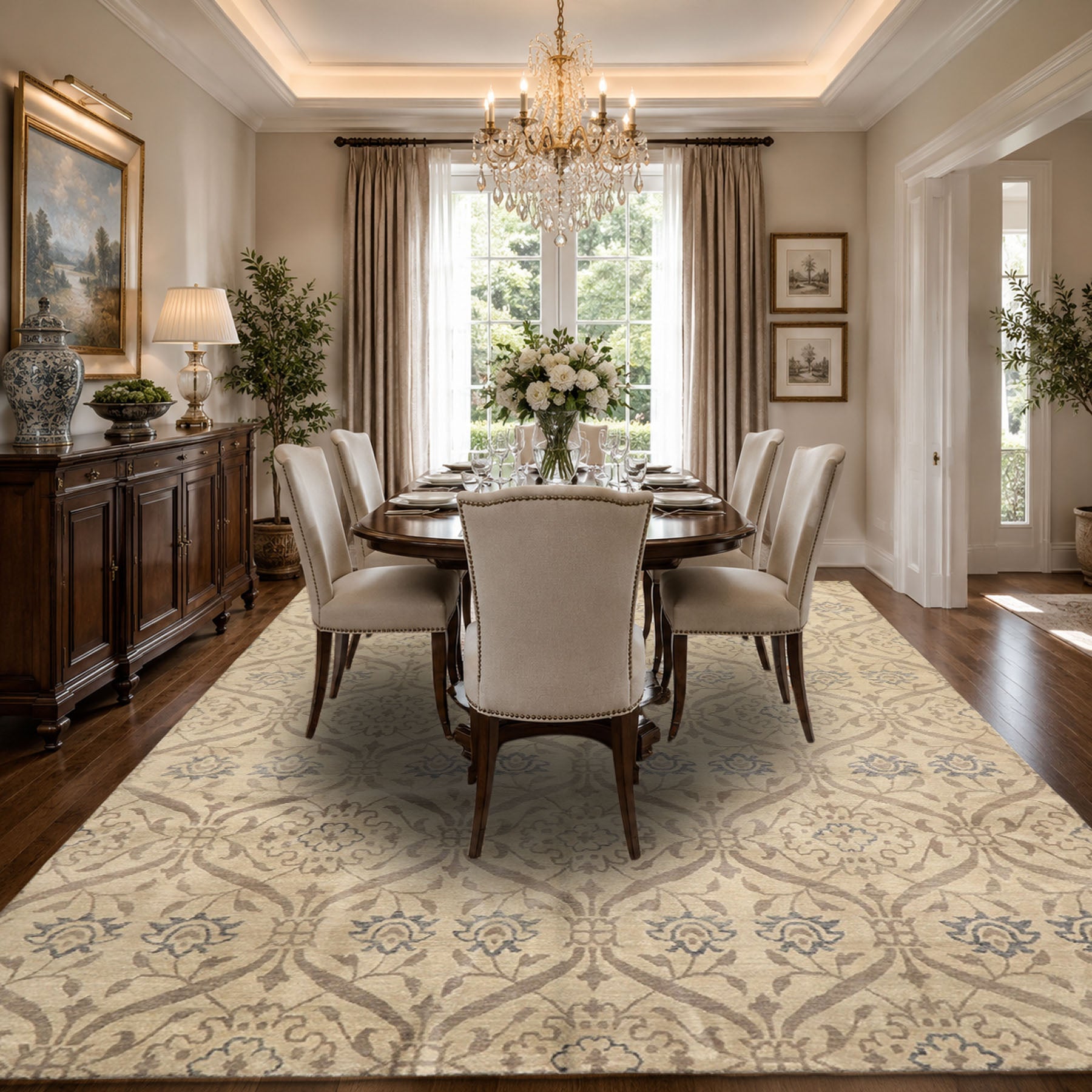 8x10 Gray, Taupe, Slate Color Hand Knotted Tibetan Wool Transitional Oriental Rug