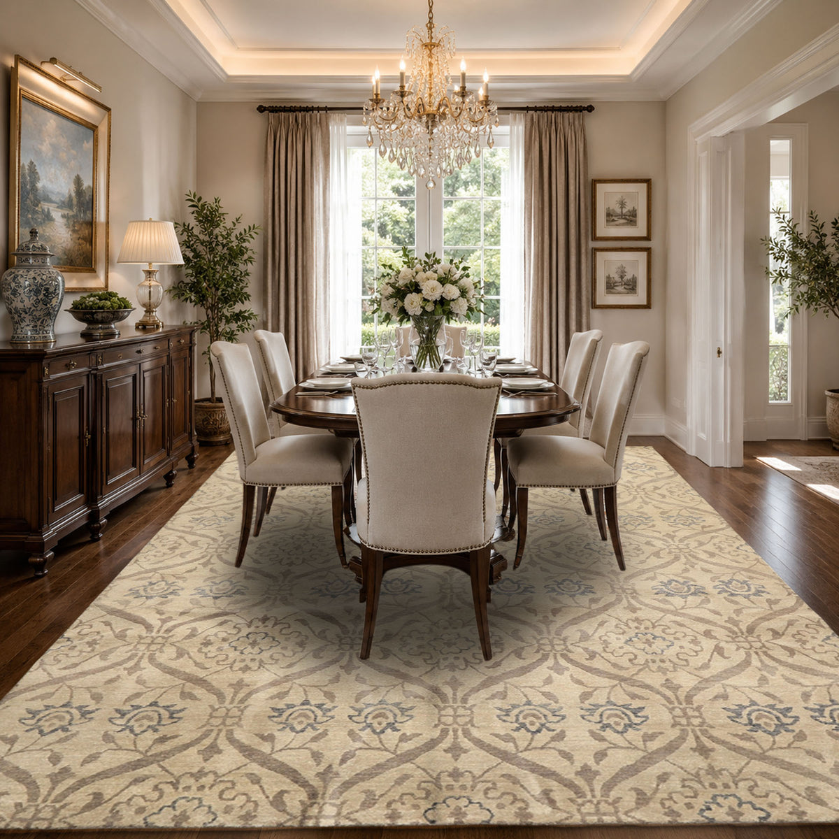8x10 Gray, Taupe, Slate Color Hand Knotted Tibetan Wool Transitional Oriental Rug