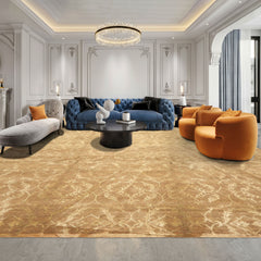 9x12 Moss, Beige, Color Hand Knotted Tibetan Wool & Bamboo Silk Transitional Oriental Rug