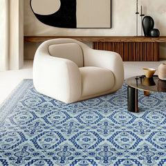 8x10 Blue, Navy, Color Hand Knotted Bokhara Wool Transitional Oriental Rug
