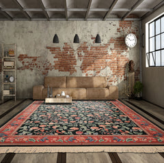 9x12 Emerald, Pink, Rose Color Hand Knotted Pak Persian Wool Traditional Oriental Rug