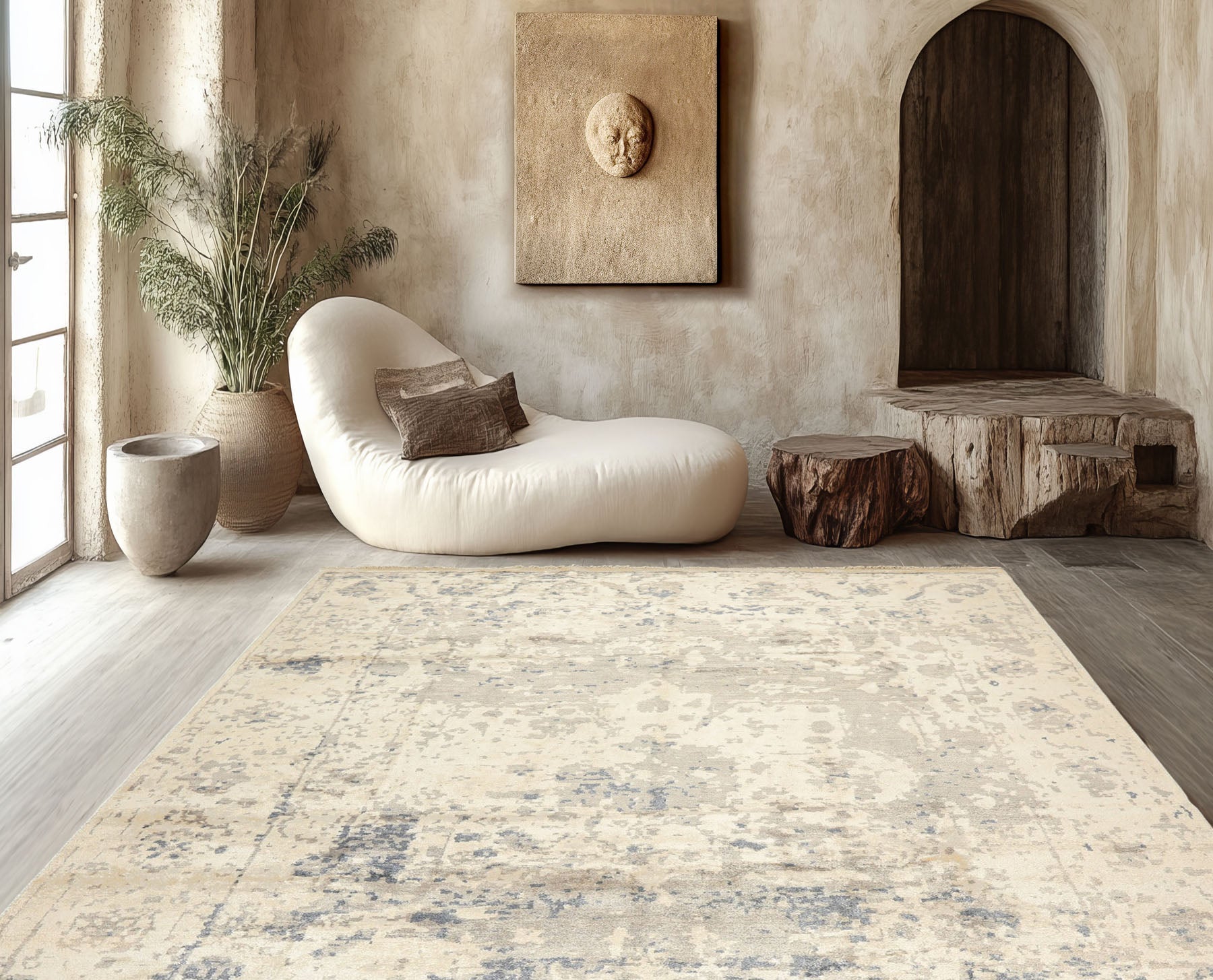 9x12 Taupe, Ivory, Gray Color Hand Knotted Oushak Bamboo Silk Transitional Oriental Rug