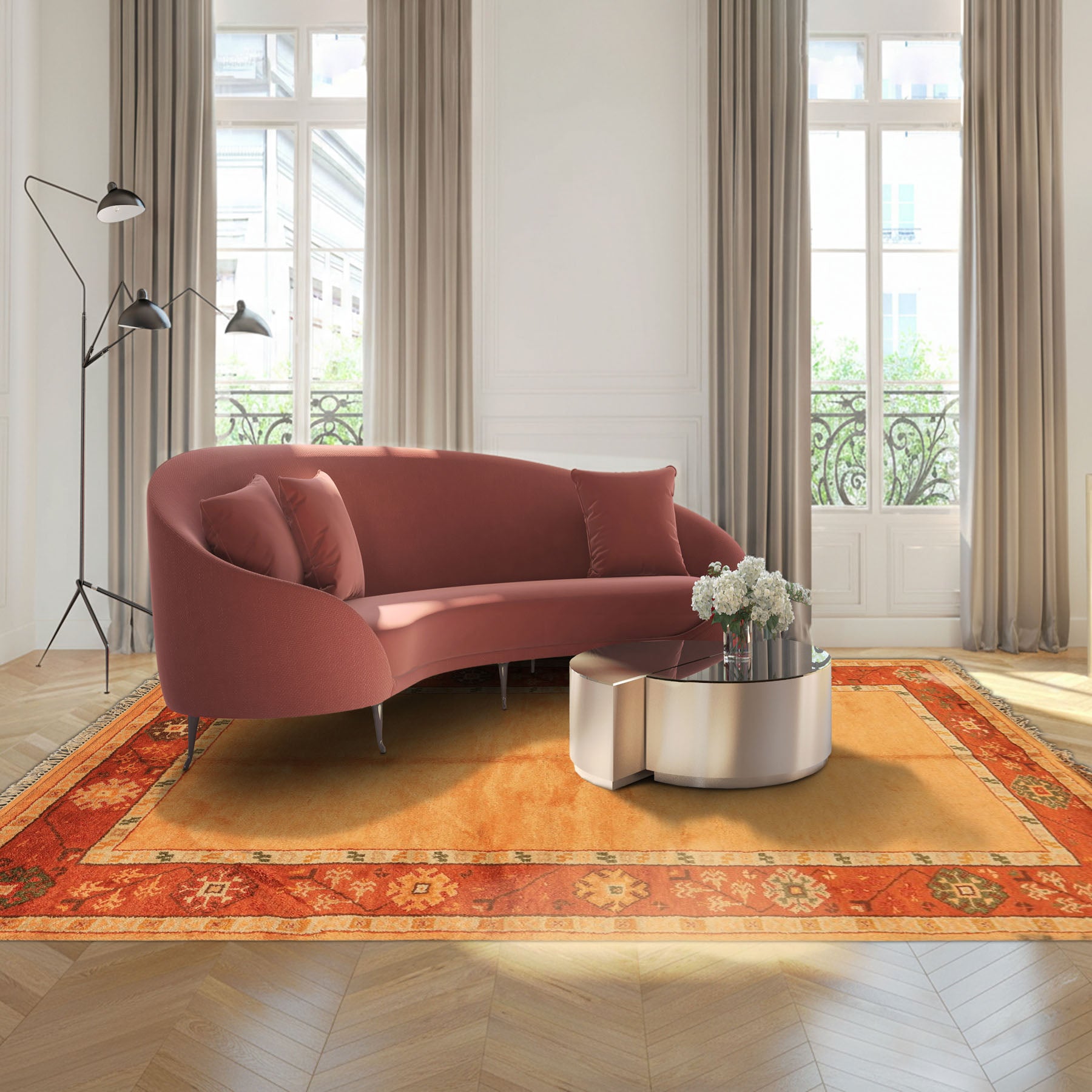 5x8 Peach, Burnt Orange, Mint Color Hand Knotted Gabbeh Wool Traditional Oriental Rug