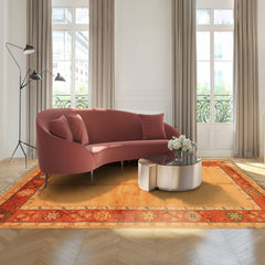 5x8 Peach, Burnt Orange, Mint Color Hand Knotted Gabbeh Wool Traditional Oriental Rug