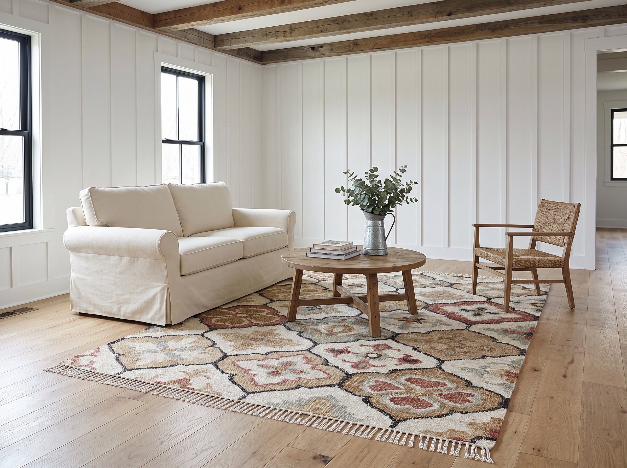 Multi Size Ivory Tan Brown Color Hand Woven Kilim Jute Traditional Oriental Rug