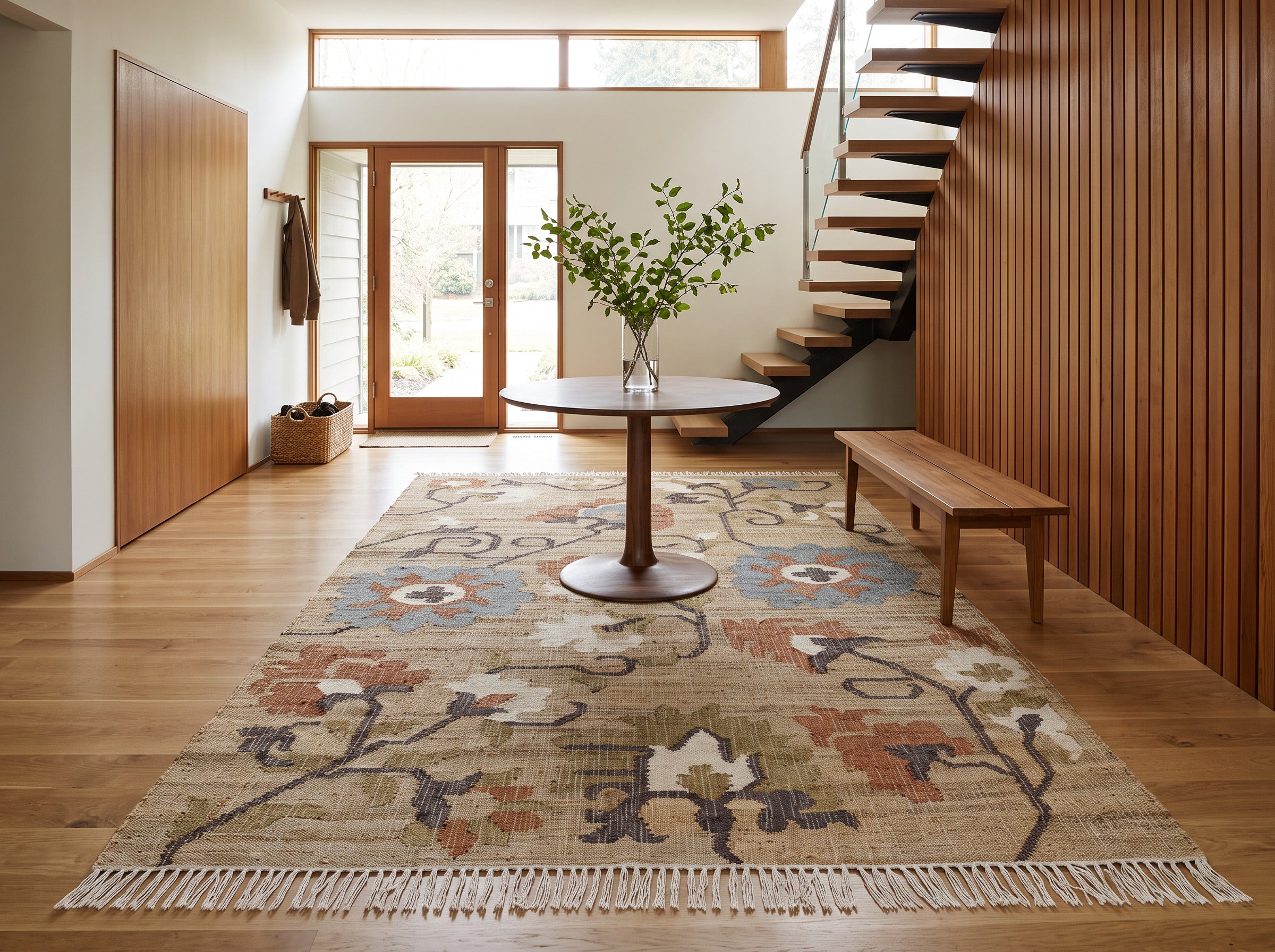 Multi Size Tan Brown Sage Color Hand Woven Kilim Jute Traditional Oriental Rug