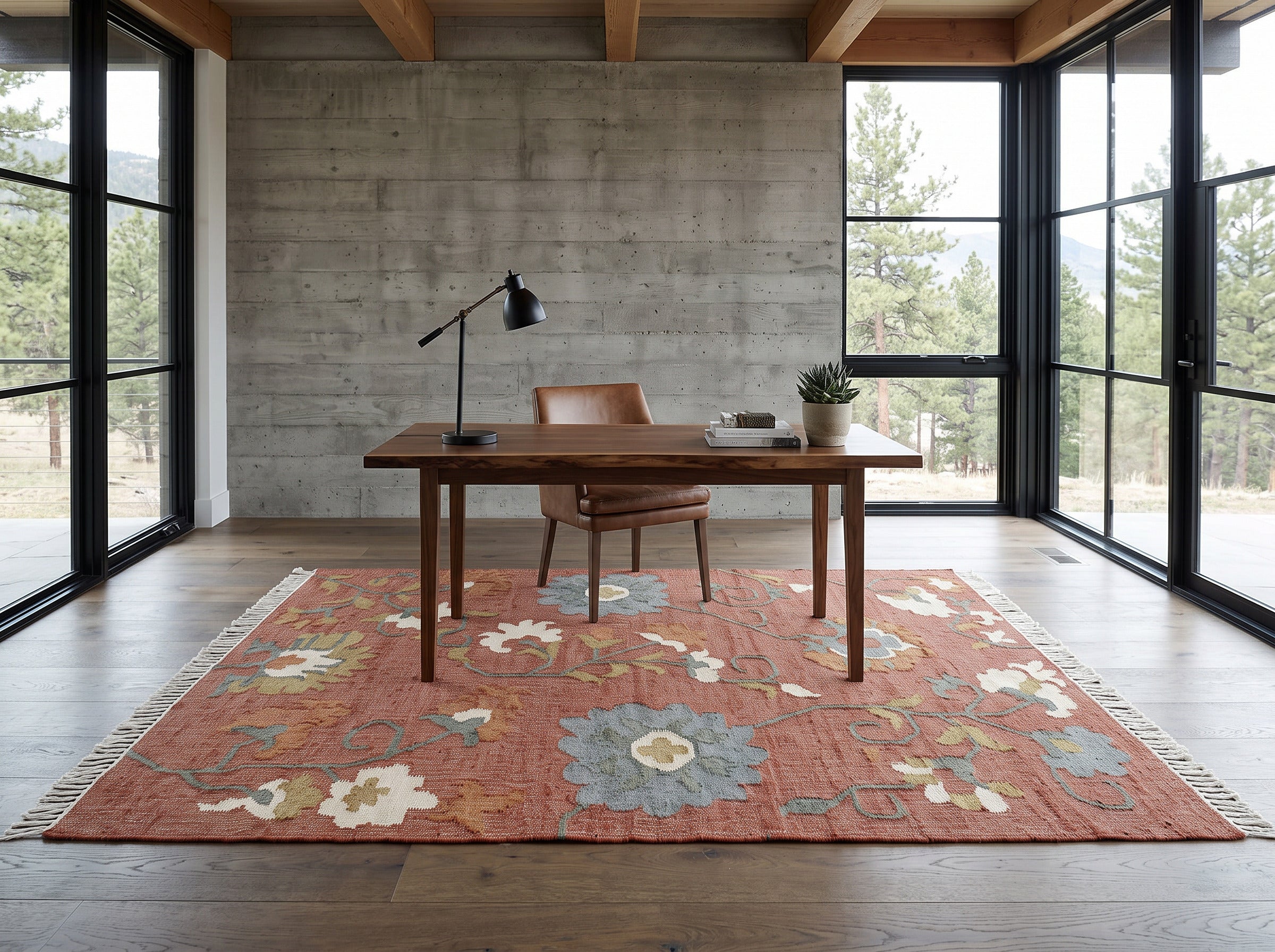Multi Size Rust Sage Ivory Color Hand Woven Kilim Jute Traditional Oriental Rug