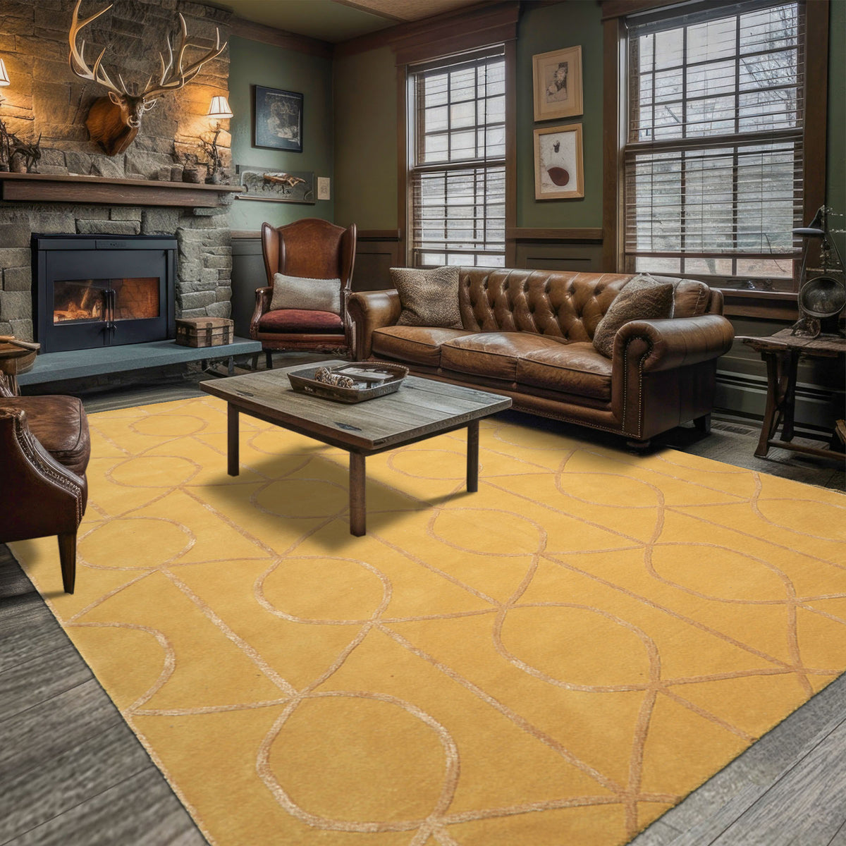 9x13 Gold, Tan, Color Hand Tufted  Wool & Viscose Modern Oriental Rug