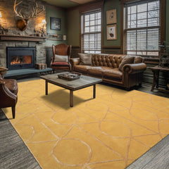 9x13 Gold, Tan, Color Hand Tufted  Wool & Viscose Modern Oriental Rug