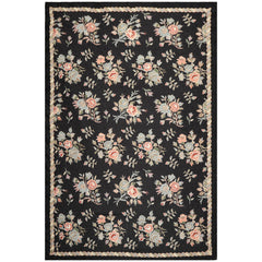 6x9 Charcoal, Rose, Green Color Hand Woven Chainstitch Wool Traditional Oriental Rug