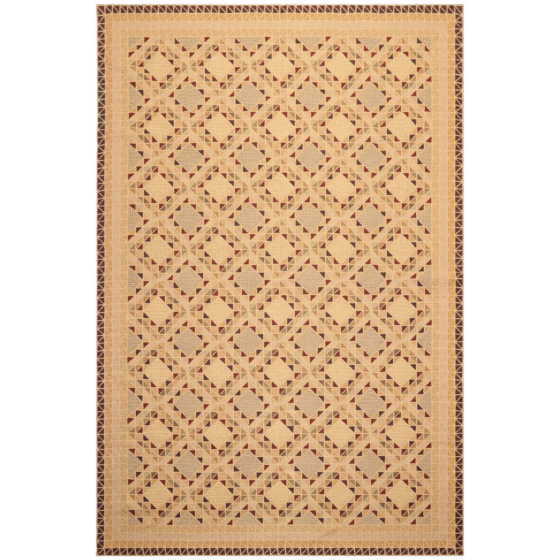 6x9 Beige, Tan, Taupe Color Hand Woven Portugese Needlepoint Wool Modern Oriental Rug