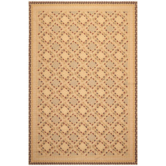 6x9 Beige, Tan, Taupe Color Hand Woven Portugese Needlepoint Wool Modern Oriental Rug