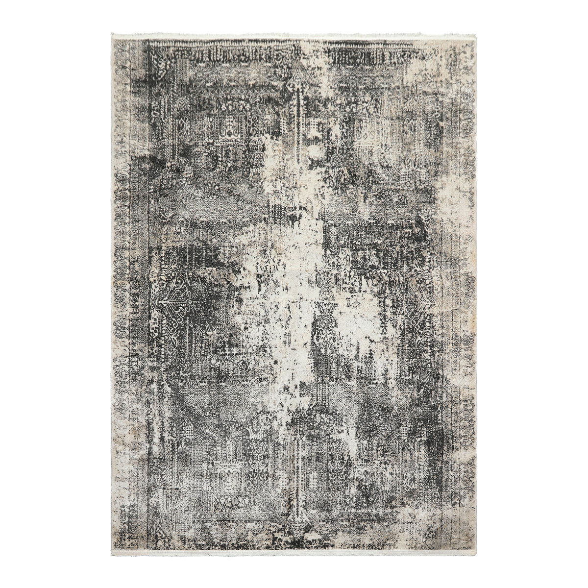 5x7 Cream, Charcoal, Color Machine Made  100% Bamboo Silk Modern & Contemporary Oriental Rug