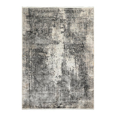 5x7 Cream, Charcoal, Color Machine Made  100% Bamboo Silk Modern & Contemporary Oriental Rug