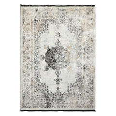 5x7 Cream, Charcoal, Gray Color Machine Made  100% Bamboo Silk Traditional Oriental Rug