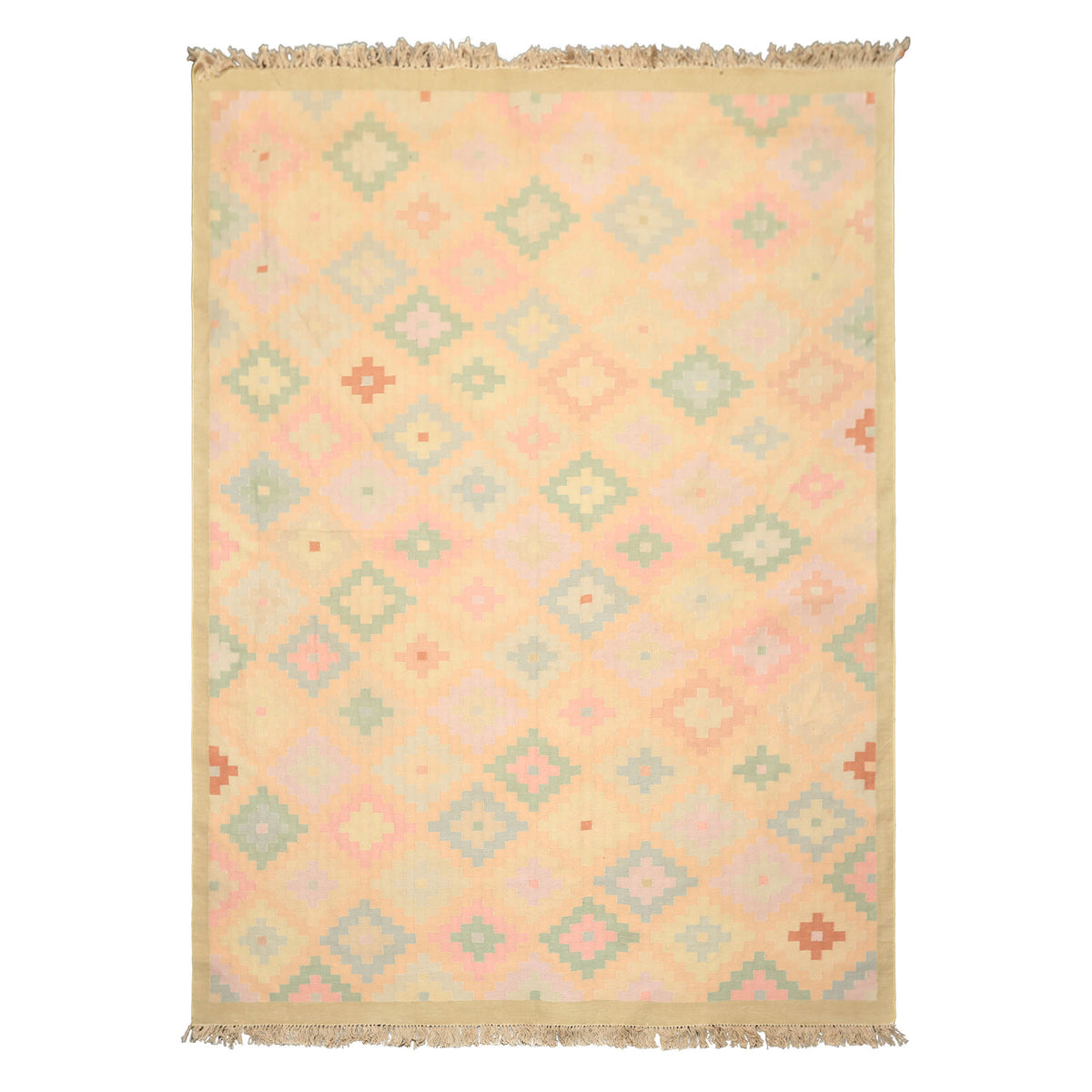 6x9 Peach, Blush, Aqua Color Hand Woven Kilim Wool Southwestern Oriental Rug