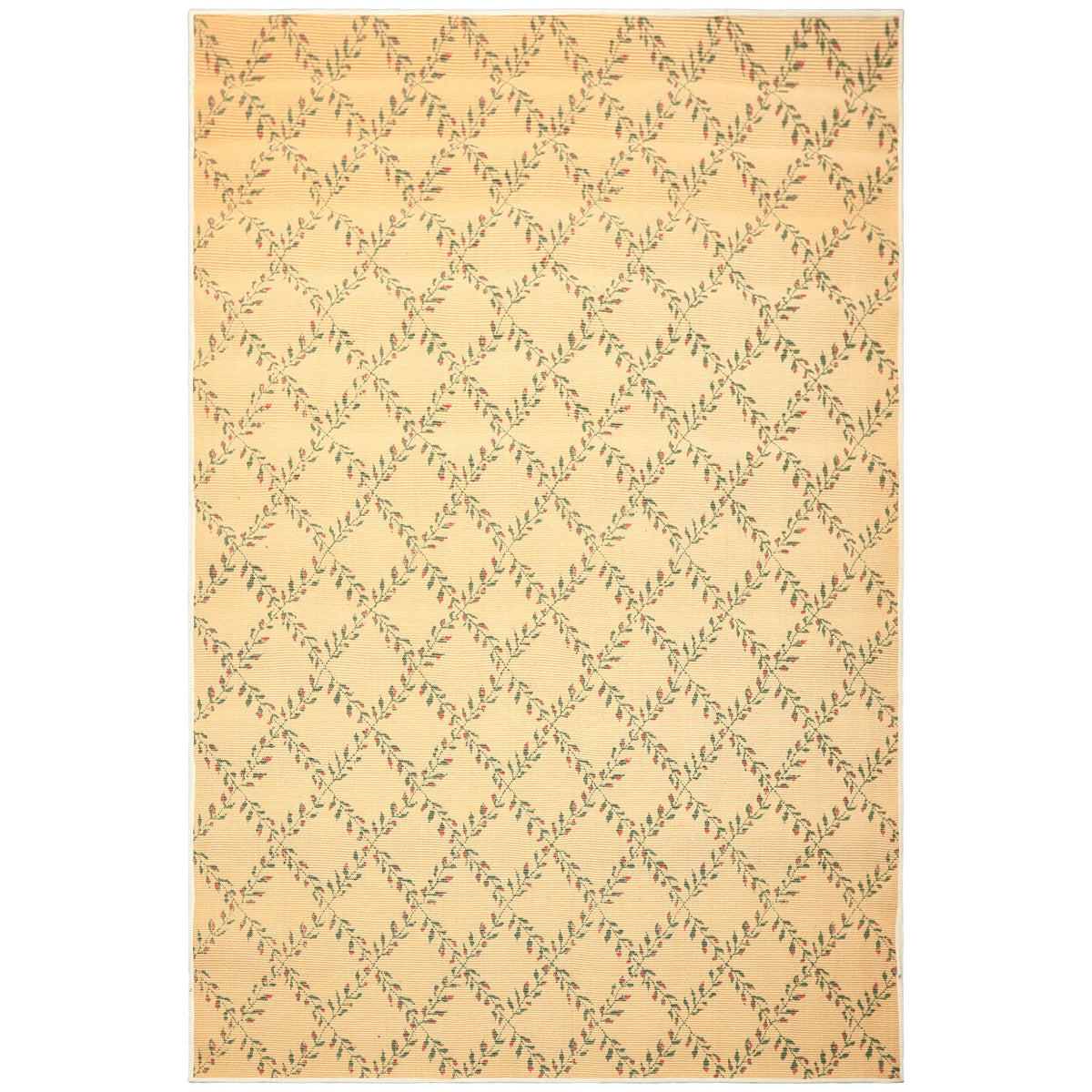 6x9 Tan, Green, Rust Color Machine Made  Sisal Transitional Oriental Rug